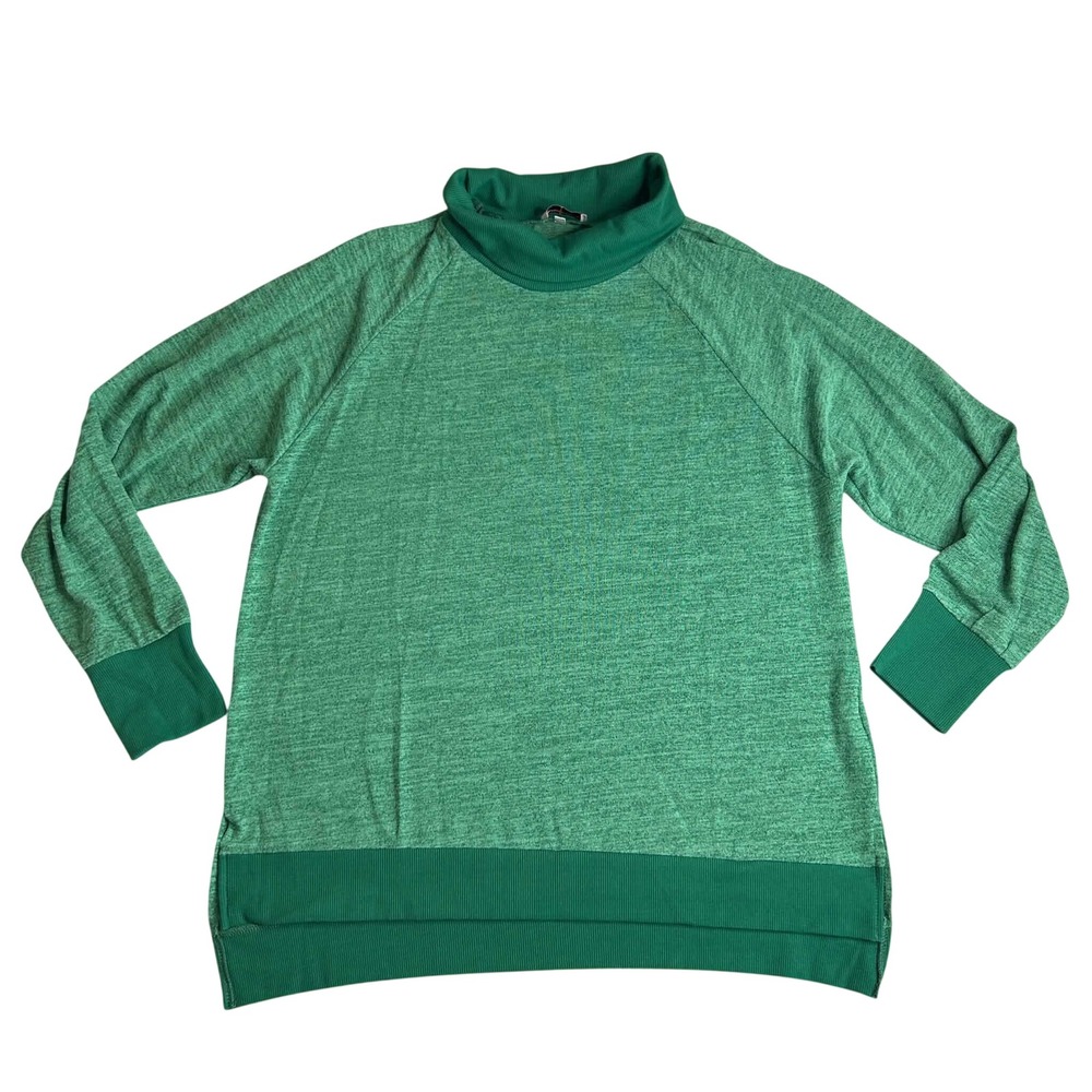 Palmer Preston Boutique Green Heathered Mock Neck Raglan Top Large